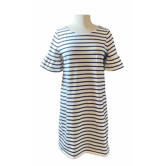 J CREW Women’s M Black White Stopped Dress Cotton Pull On - Picture 1 of 4